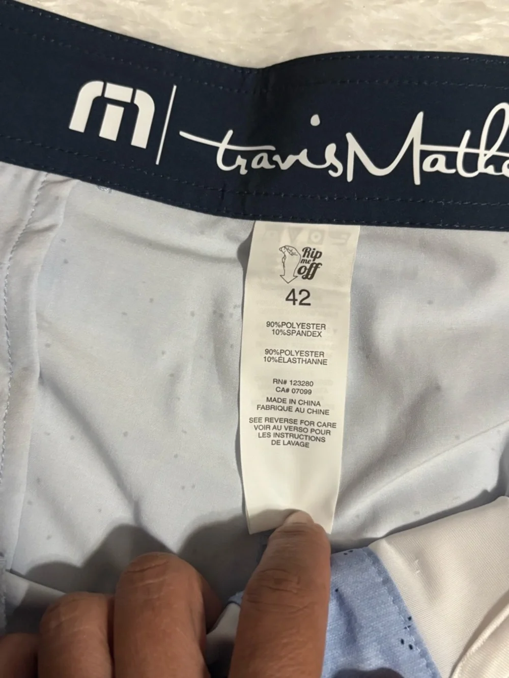 Travis Mathew Men's Eco Collection Yucatan Scallop Blue swim trunks Size 42